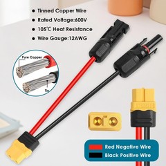 MOOKEERF Solar XT60 Charge Extension Cable 100FT 12AWG XT60 Solar Cable