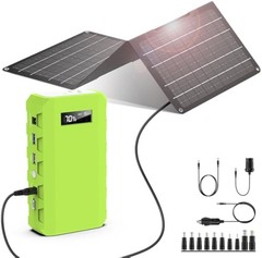 Portable Power Bank with Panel 24000mAh Power Station for Home Camping Emergency