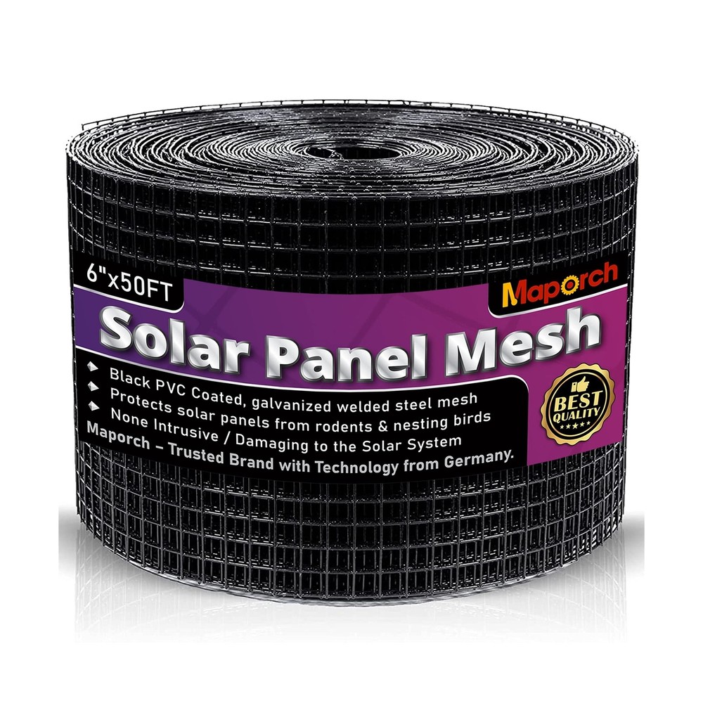 MAPORCH 6″ x 50FT Solar Panel Bird Wire Screen Protection, Black PVC Coated B…