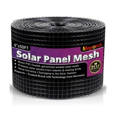 MAPORCH 6″ x 50FT Solar Panel Bird Wire Screen Protection, Black PVC Coated B…