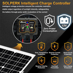 Solar Panel Kit 20W 12V, Waterproof Solar Battery Trickle Charger Maintainer