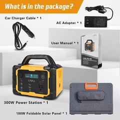 Solar Generator 300W Portable Power Station with 100W Foldable Solar Panel, 294W