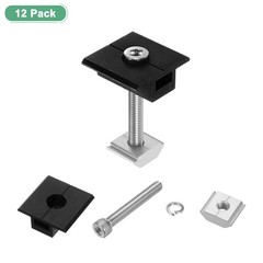12pcs Solar Panel Mount Mid Clamps t Clips 45mm Aluminum for RVs Black