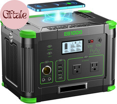 999Wh Solar Generator 1000W (Peak 2000W), Portable Power Station with Pure Sine