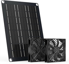 4.7 Inch Solar Powered Fan Kit, 15W Solar Panel with 2 Waterproof Fans, Intake o