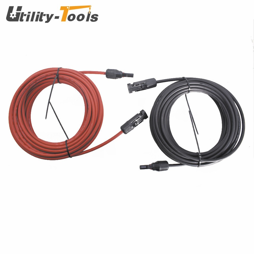 30 FT 12 AWG High Quality Solar Panel Extension Cable Wire Connector Black + Red