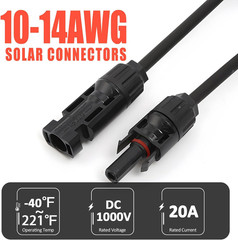 10FT 10AWG Solar Extension Cable with Male and Female Connectors, Solar Y