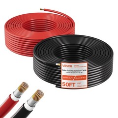 50ft Black & 50ft Red 10 AWG Solar Panel Extension Cable Kit, Tinned Copper Wire