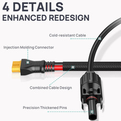 12Awg-25Ft Advanced Solar to XT60 Charging Cable,Redesign Solar Panel Connector