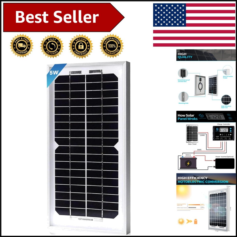 High Efficiency 5W Solar Panel for 12V Battery Charging – Compact & Durable