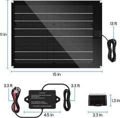 12V Solar Battery Charger Maintainer, 15W Solar Panel Kit for RV, Trailer, Truck