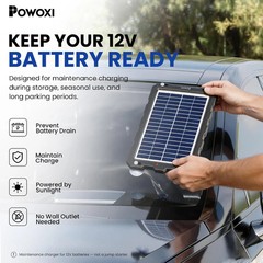 POWOXI 7.5W 12V Solar Battery Charger Trickle Maintainer for Car RV Marine Boat