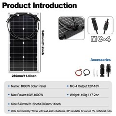 2000W Solar Charging Kit 2 x1000W High-Efficiency Panels + Y-Cable Home/OutdooGP
