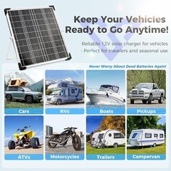 Versatile 20W Solar Panel with MPPT for Reliable Charging of RVs & Motorcycles