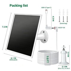 Solar Panel for Ring Camera, 6W Solar Charger with USB-C & Barrel Plug for Ri…