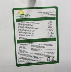 Suner Power BC-10W-M Solar Battery Charger 10 Watts BC-10W Mono