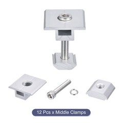 12Pcs Solar Panel Middle Clamp 35mm Aluminium Solar Panel Mount Mid Clip USA