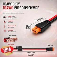 vgoviwin XT60i to O Ring Cable 10AWG 2FT Fuse