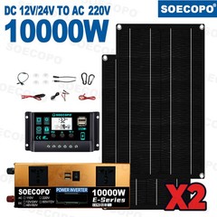 10000W Solar Kit | w/ Efficient Inverter, 2pcs Solar Panels, 100A Controller