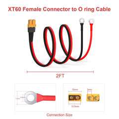 XT60 to O Ring Terminal Cable,10AWG XT60 Female to O Ring Connector Cable wit…