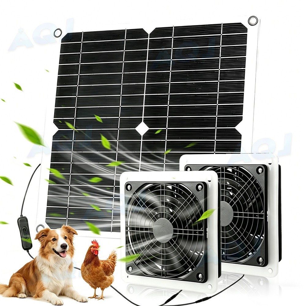 25W SolaPanel 3200RPM SolarPowered Fan for Shed, Chicken Coop, Kitchen