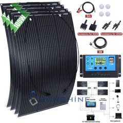 400W 200W 100W Portable Mono Solar Panel Kit Flexible PV RV Roof Camper Off-grid