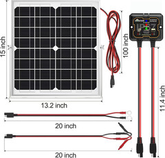 Solar Panel Kit 20W 12V, Waterproof Solar Battery Trickle Charger Maintainer