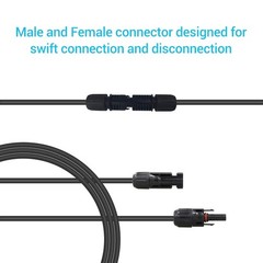 Renogy 15Ft 10AWG Solar Extension Cable with Female and Male connectors, 1 Piece