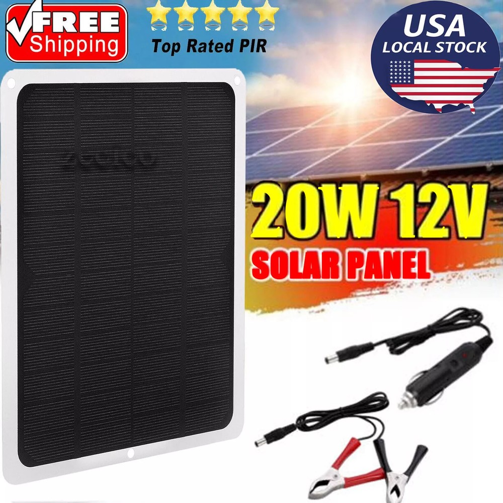 20W 12V Car Boat Yacht Solar Panel Trickle Battery Charger Power Supply Outdoor