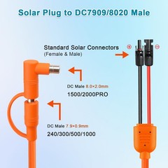 XRDS -RF Solar Panel to DC 8mm Adapter Cable 6FT, Solar Connector to DC7909/8…