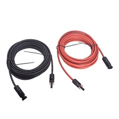 1 Pair 10AWG Black + Red Solar Panel Extension Cable Wire Connector 25 Feet