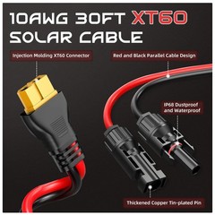High-Efficiency 30FT 10AWG XT60 Solar Extension Cable