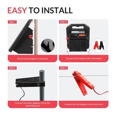 10 Miles Solar Electric Fence Charger with Day/Night Mode, 0.11J Portable Solar