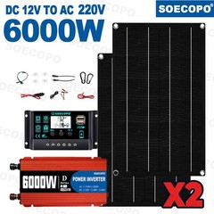 6000W DC to AC Solar Inverter Kit | Includes 2pcs Solar Panels & Charge Controll