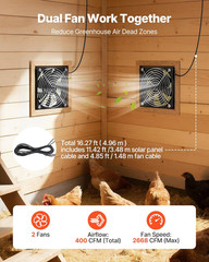 Solar Powered Exhaust Fan Kit 30W Dual Ventilation Chicken Coop Greenhouse Shed