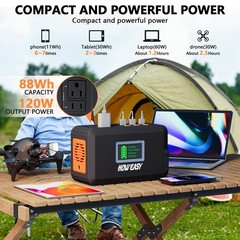 Portable Power Station,120W(240W Peak) Solar Generator,88Wh Lithium Battery P…