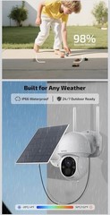 Outdoor wireless PTZ camera system with 100% solar energy and 2-way audio, batte