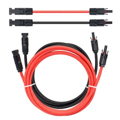 1 Pair Black + Red Solar Panel Extension Cable Wire with Connector 10 AWG 6mm²