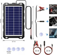 Cargador De Goteo Solar De 12V 7.5W, Cargador De Bateria, Mantenedor De Bateria