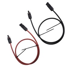 1 Pair 10 AWG 3 Feet Black + Red Solar Panel Extension Cable Wire Connector
