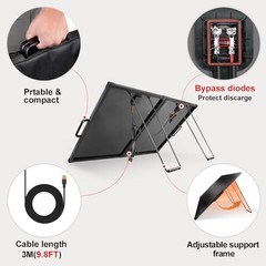 100W 12V Portable Solar Panels Suitcase with Waterproof 10A Charge 100W Pro