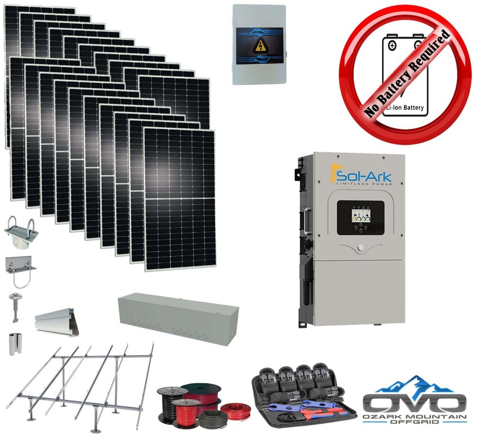 10KW Complete Offgrid Solar Kit + 15K Sol-Ark Inverter +11KW Solar with Ground M
