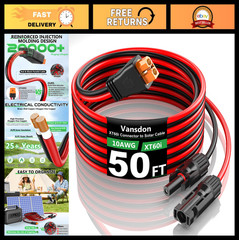 10AWG 50FT Solar Extension Cable XT60i Adapter for Power Station, Generator, RV