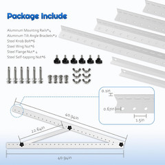 Adjustable 41In Solar Panel Tilt Mount Brackets for Roof, RV, Boat, Off-Grid