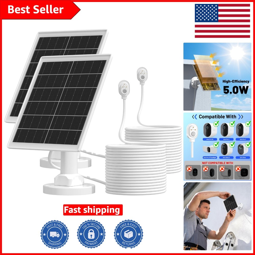 Continuous Power 5W Solar Charger for Arlo Cameras with 360° Mount – 2 Pack