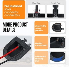 Solar Cable Entry Gland Compatible with 12V/24V Solar Panels RV Boats Yacht 3…