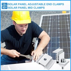 56pcs 1.06in. Solar Panel Bracket Aluminum Solar Mid Clam, Adjustable End Clamps