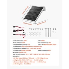 Uimoso 20W 12V Solar Battery Charger with Built-in Controller for Farm Fencers