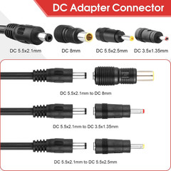 Solar Panel Adapter Cable, 5.5X2.1Mm to DC 8Mm, 5.5X2.5Mm & 3.5X1.35Mm Converter