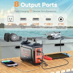 Portable Power Station 167Wh Battery Backup Multi-Output USB AC DC Solar Charge